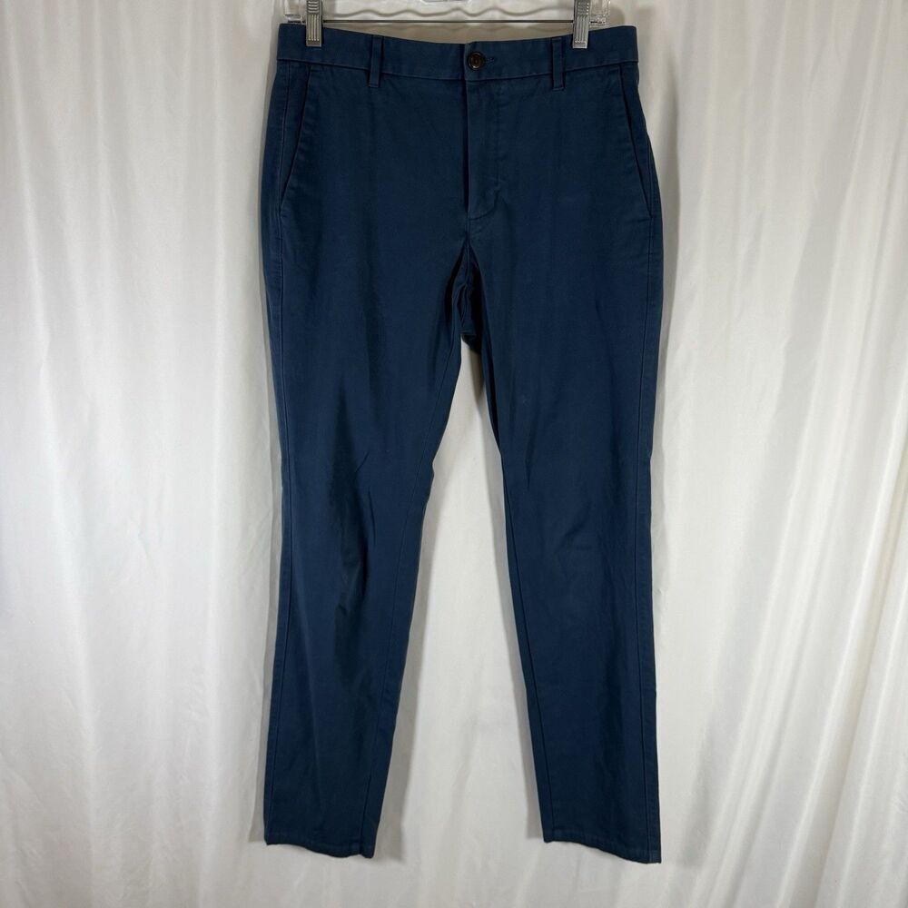 Everlane Uniform Pants Men's 30x32 Blue Flat Front Chino Slim Fit Cotton Blend